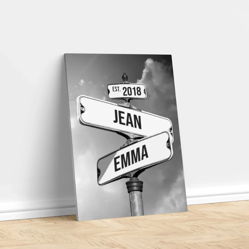 Toile personnalisée "Panneau de signalisation vintage pour couples" - Image 3
