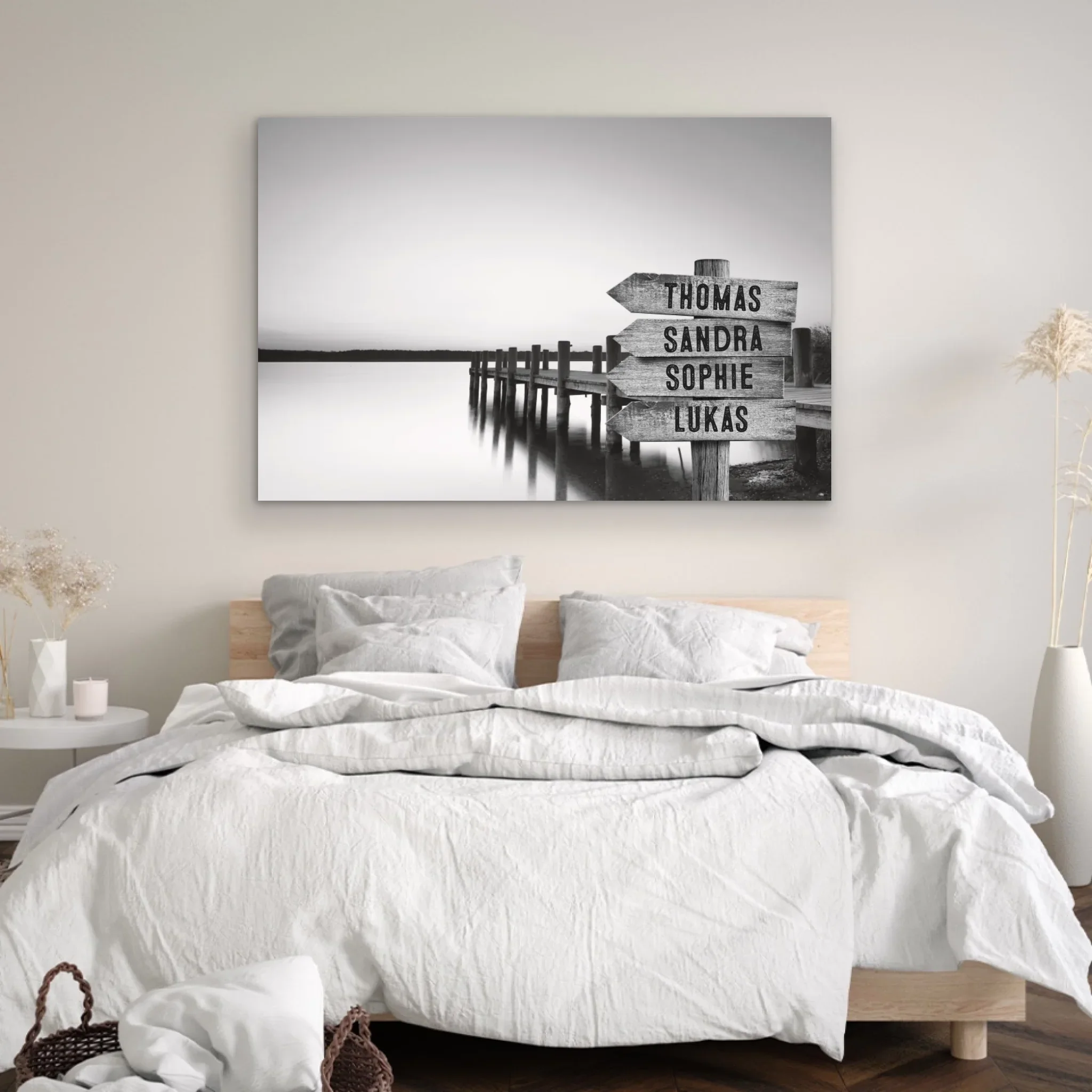 Toile personnalisée "Panneau indicateur au bord du lac" - Image 4