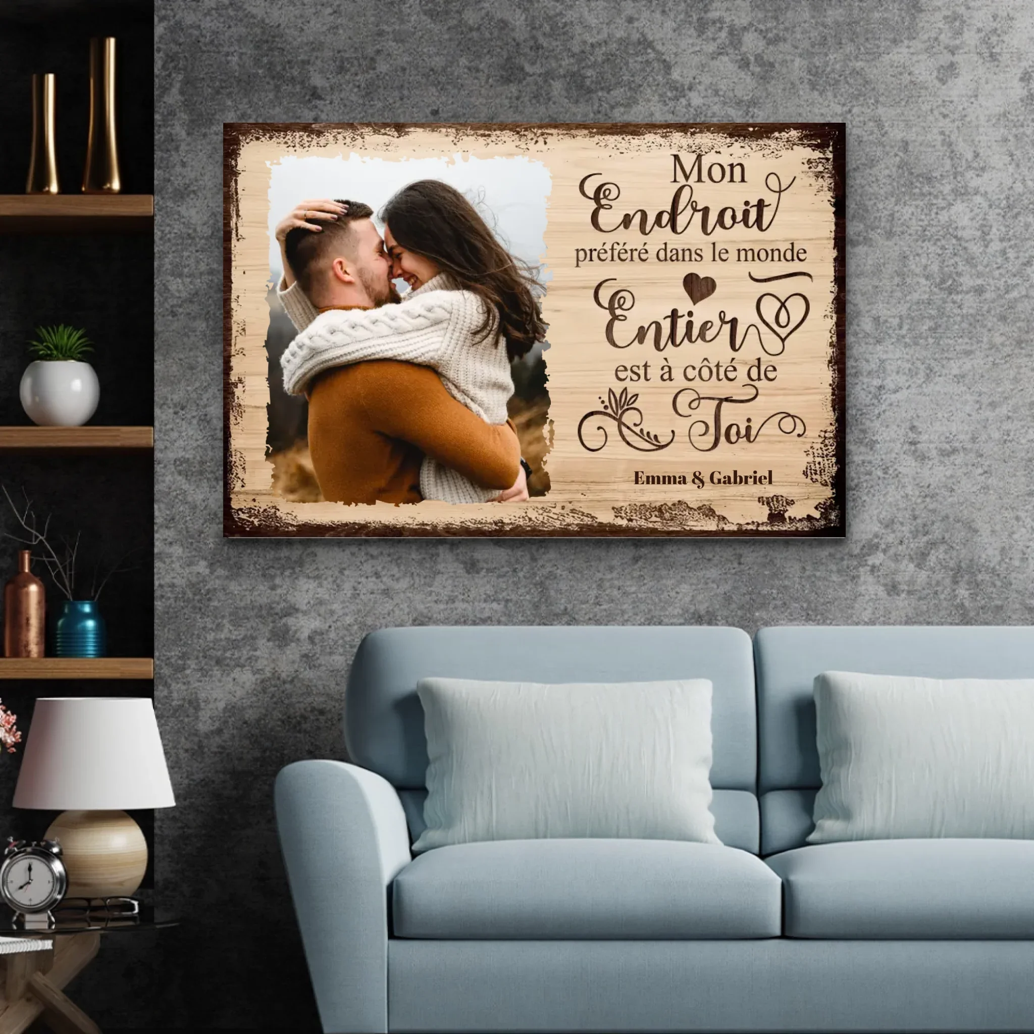 Toile personnalisée “Mon endroit préféré est à côté de toi avec photo” - Image 3