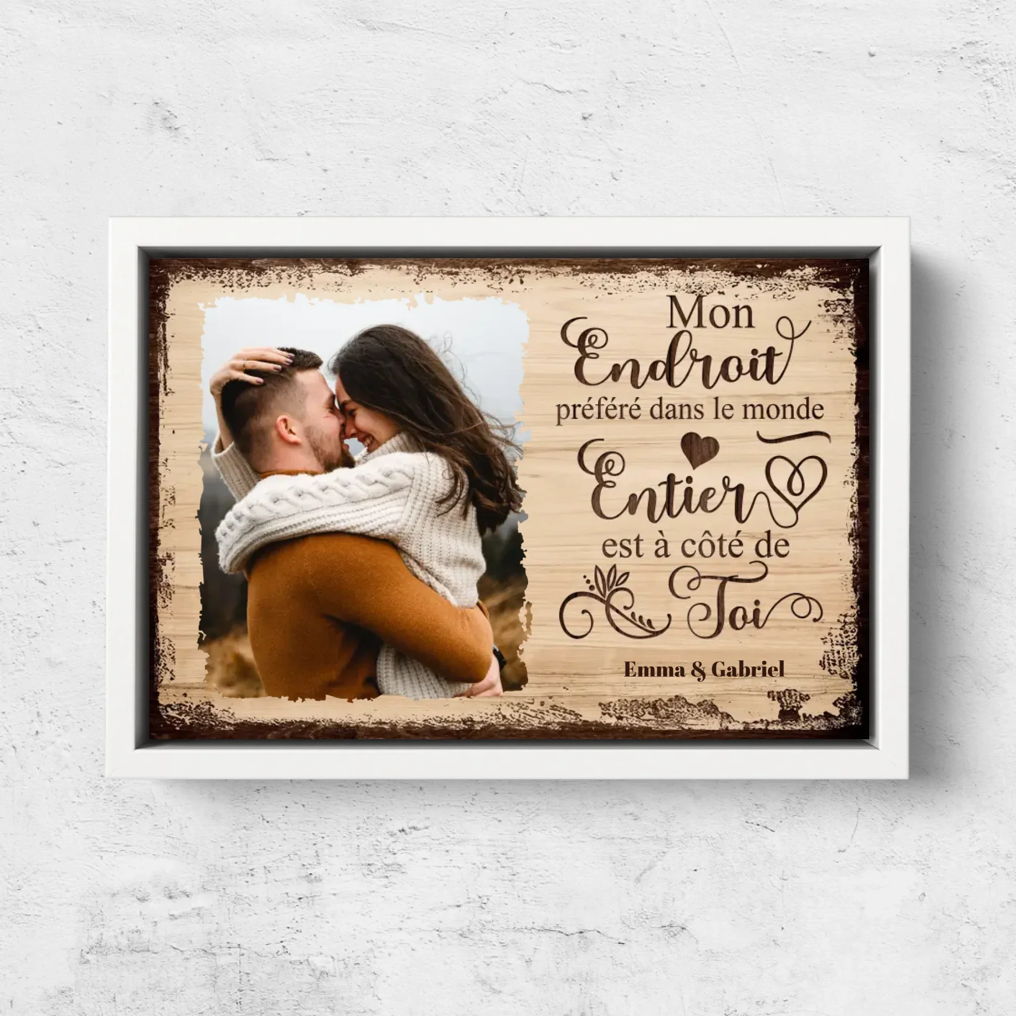 Toile personnalisée “Mon endroit préféré est à côté de toi avec photo” - Image 7