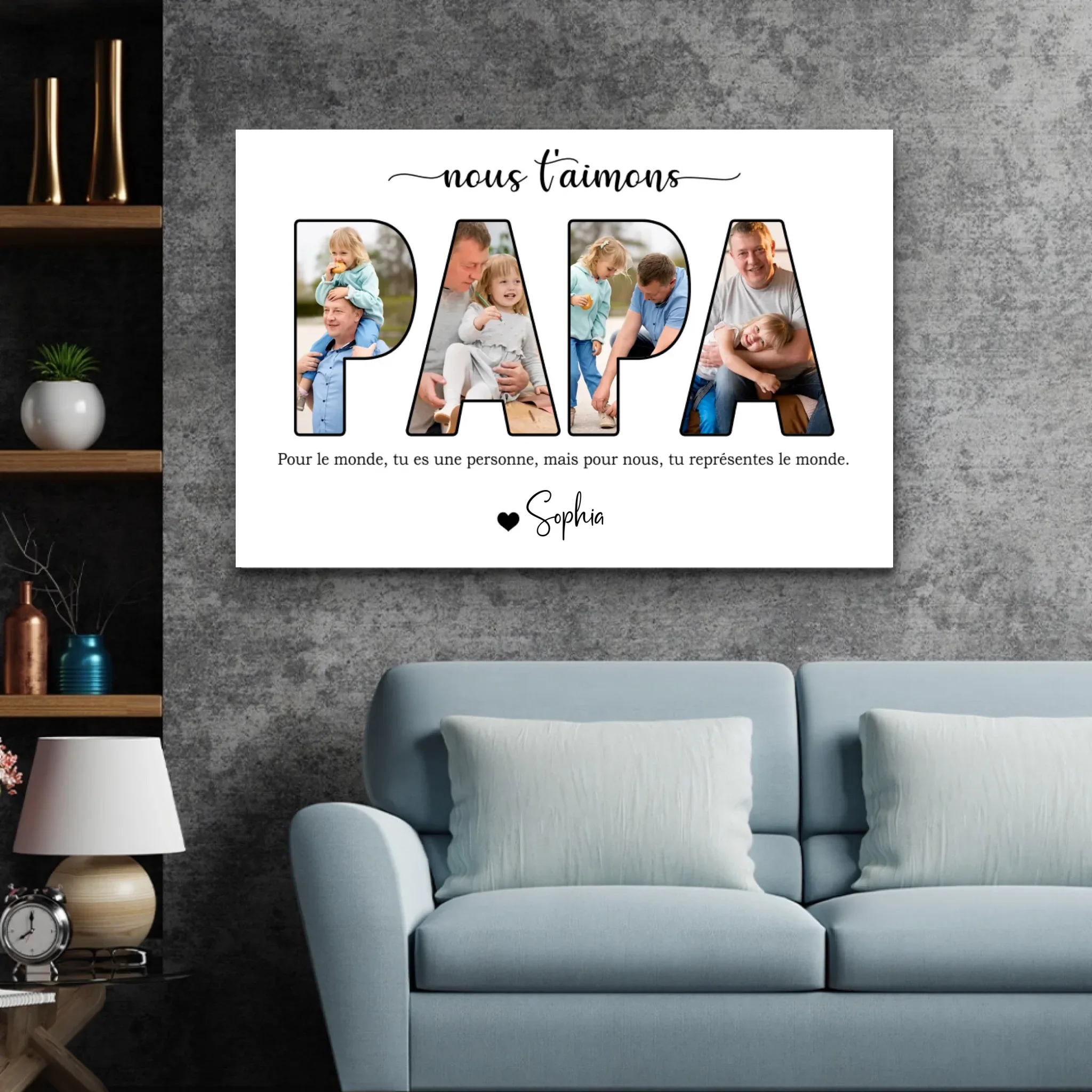 Toile personnalisée "Papa, on t'aime" - Image 2