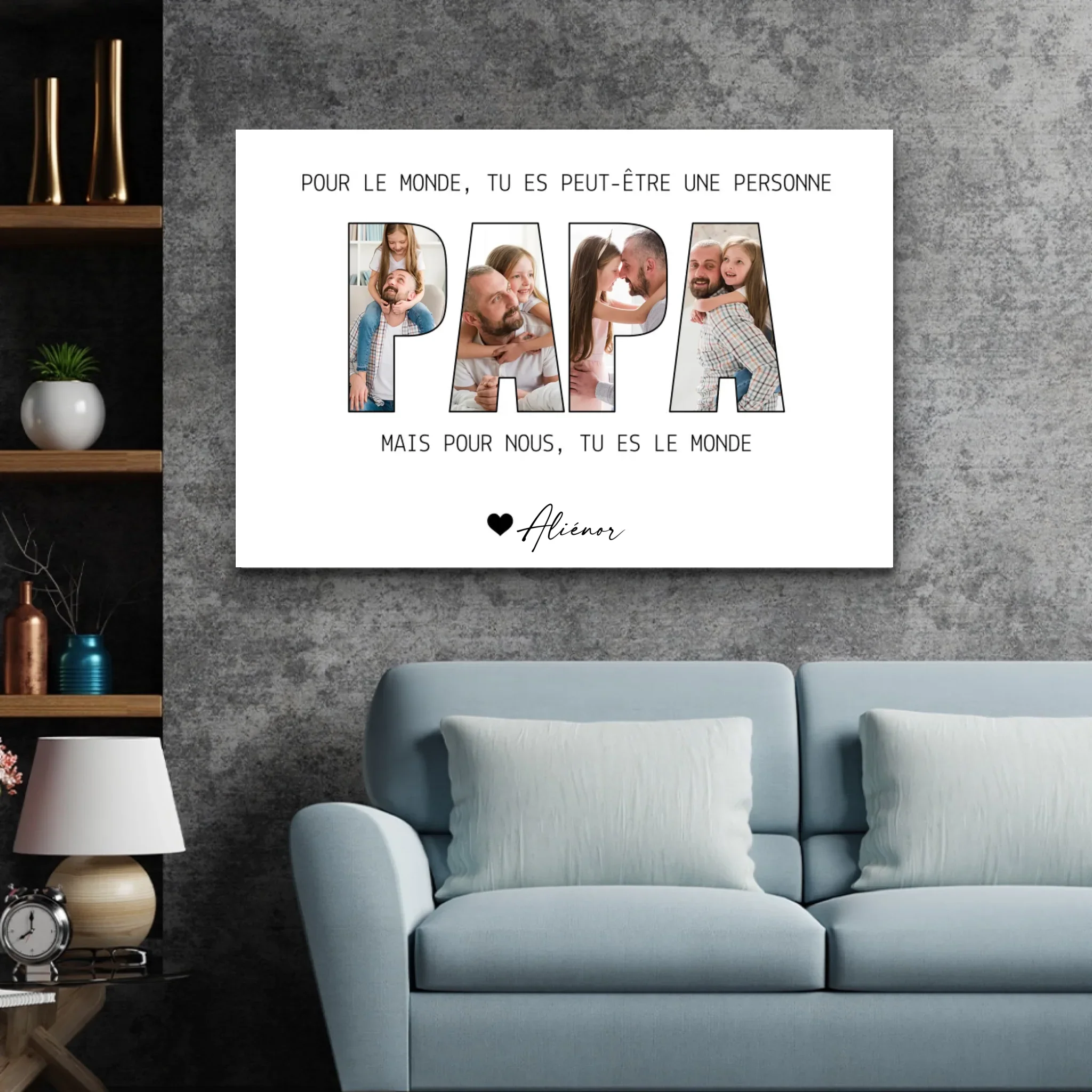 Toile personnalisée "Papa représente le monde pour nous" - Image 2