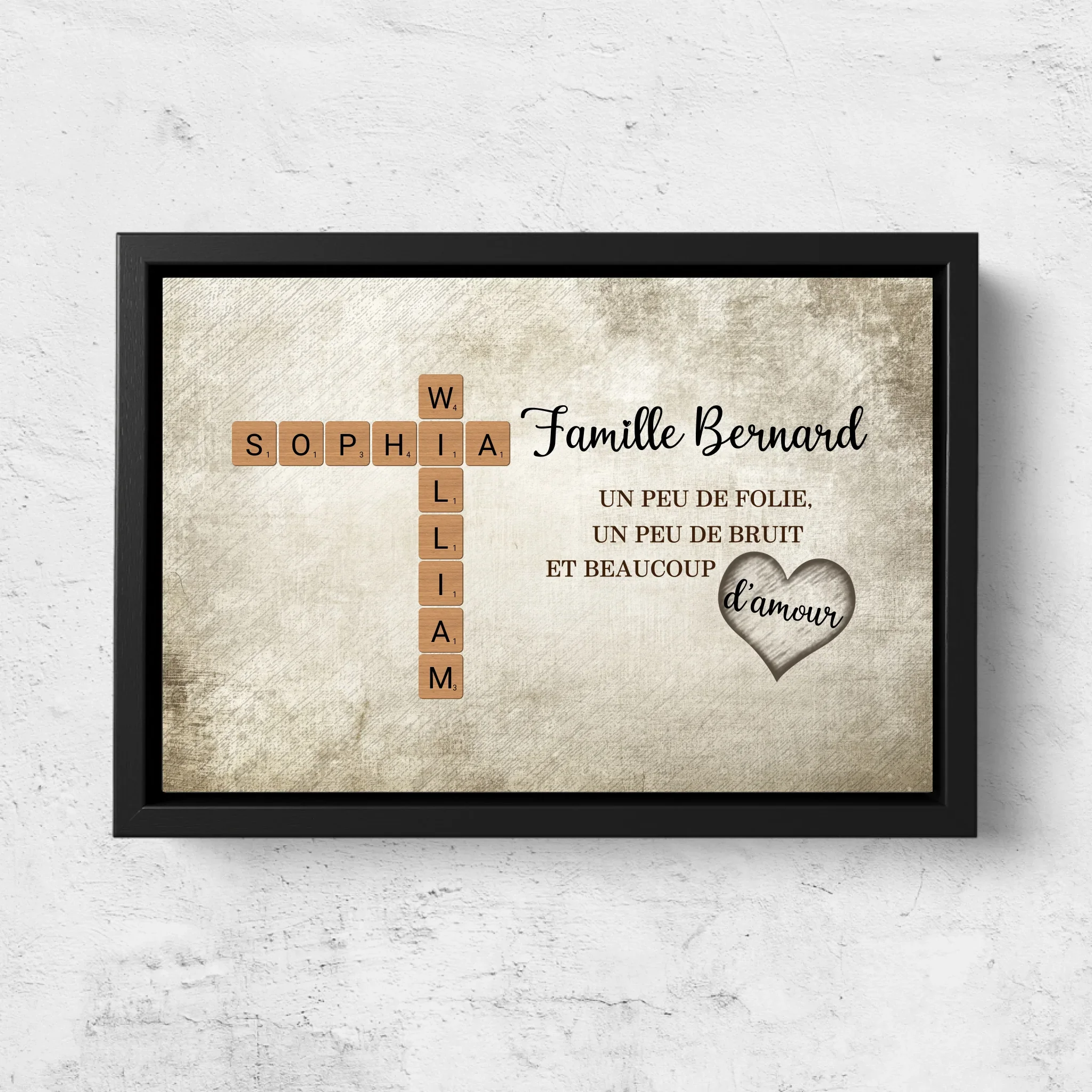 Toile personnalisée “Un peu de folie, un peu de bruit et beaucoup d'amour - Mots croisés” - Image 5